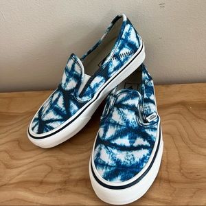 VANS Blue, White Abstract Tie Dye Loafers NWOT